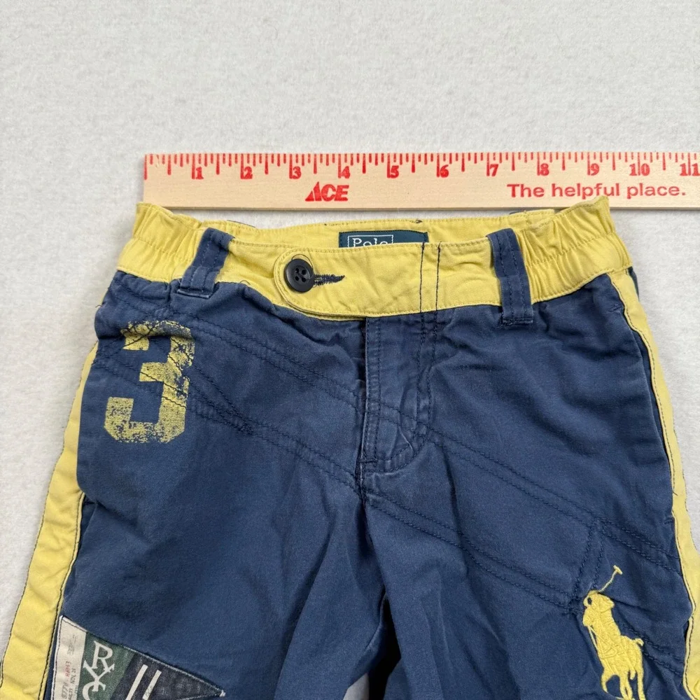 Polo Ralph Lauren Shorts Toddler Boys 3T Navy Yellow Pony Graphic Preppy Sporty